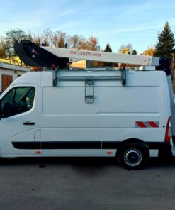 RENAULT Master 2,3 dCi, plošina KLUBB K32 dosah 12,8 m R.v.: 05/2020, 2299cm3, 96kW (130PS), M6, Diesel, Euro 6, 2-miestne, 102.600 km Hydraulická pracovná plošina KLUBB K32, 120kg, 1 osoba, 359 mh