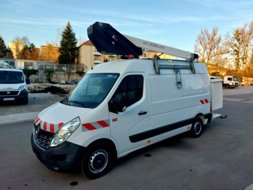 RENAULT Master 2,3 dCi, plošina KLUBB K32 dosah 12,8 m R.v.: 05/2020, 2299cm3, 96kW (130PS), M6, Diesel, Euro 6, 2-miestne, 102.600 km Hydraulická pracovná plošina KLUBB K32, 120kg, 1 osoba, 359 mh